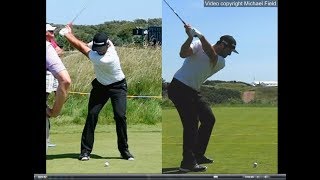 Jon Rahm golf swing  Long Iron faceon amp downtheline July 2017 [upl. by Eiroc152]