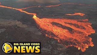 Mauna Loa Eruption Breakouts Along Lava Channel Dec 8 2022 [upl. by Netsirc]