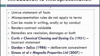 Misrepresentation Lecture 1 of 4 [upl. by Ardnoek817]