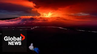 Mauna Loa volcano eruption View from Northeast rift as lava threatens Hawaiis main highway  FULL [upl. by Ynetsed585]